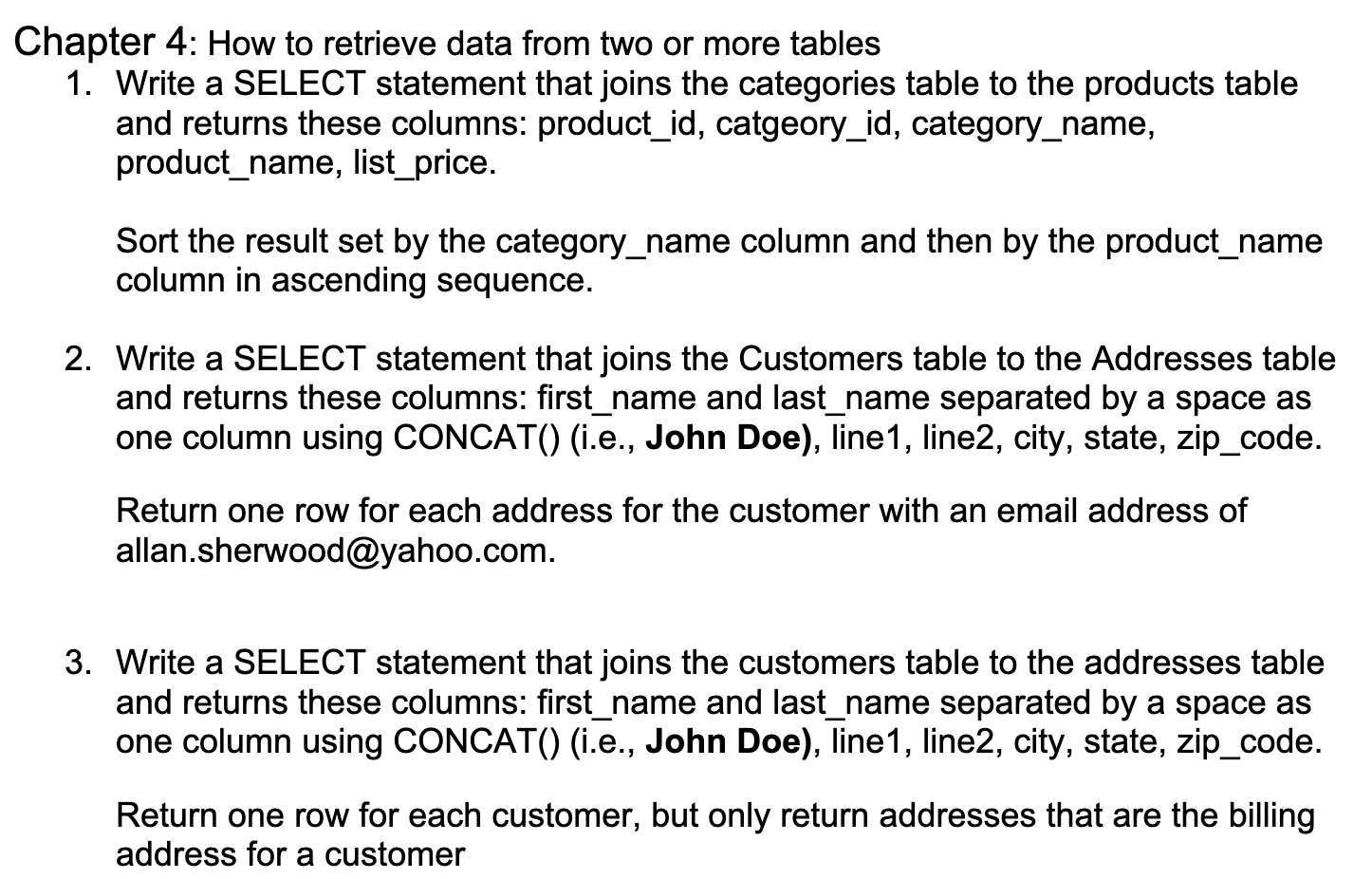 Solved 1. Write a SELECT statement that joins the categories | Chegg.com
