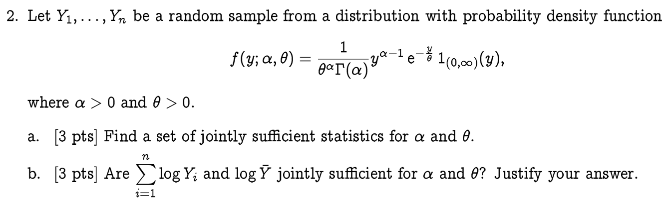 2. Let Y1,…,Yn be a random sample from a distribution | Chegg.com