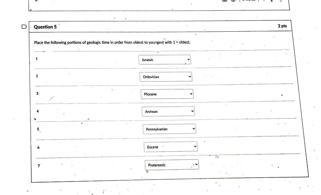 Solved D Question 5 2 pts Place the following portions of | Chegg.com