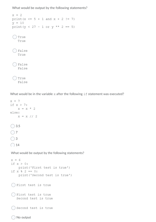 Solved What Would Be Output By The Following Statements? X = | Chegg.com