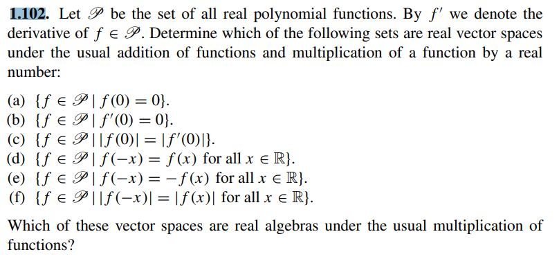 Solved 1.102. Let P be the set of all real polynomial | Chegg.com