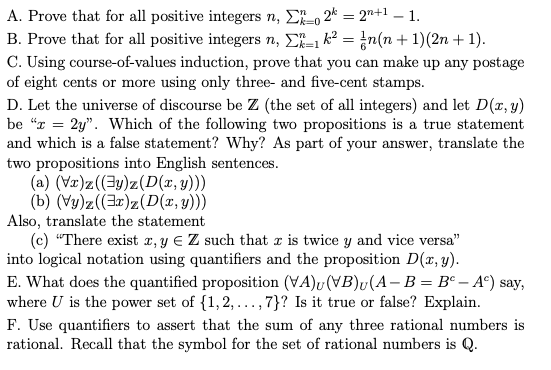 Solved A. Prove That For All Positive Integers | Chegg.com