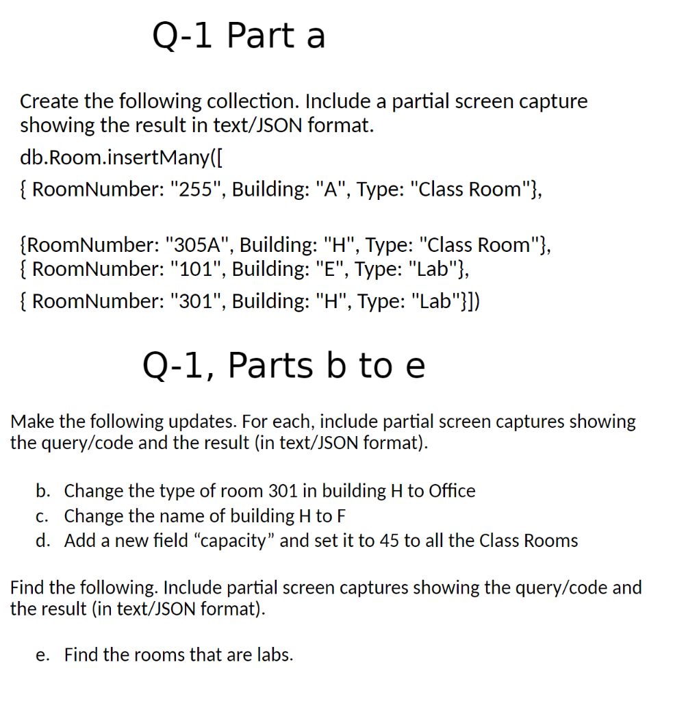 Solved Q-1 Part A Create The Following Collection. Include A | Chegg.com