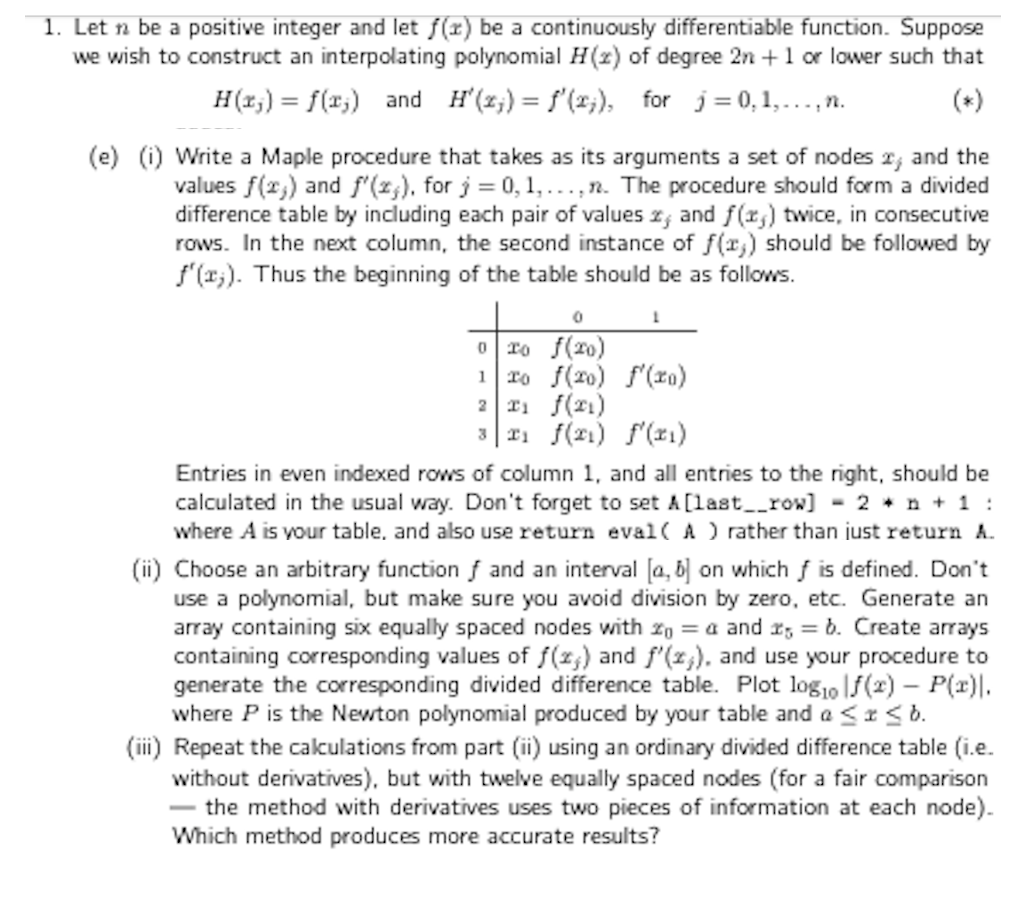 Solved 1. Let N Be A Positive Integer And Let F() Be A | Chegg.com ...