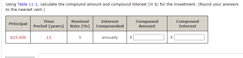 Solved Using Table 11-1, calculate the compound amount and | Chegg.com