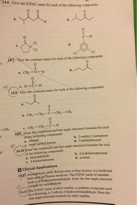 Solved Give The IUPAC Name For Each Of The Following | Chegg.com