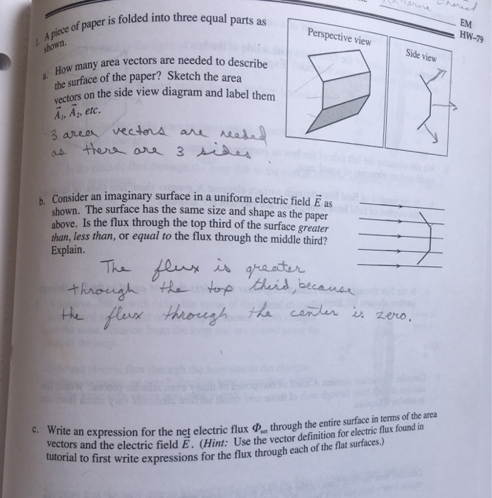 Solved of paper is folded into three equal parts as EM HW-79 | Chegg.com