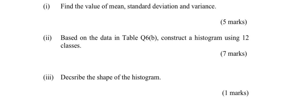 Solved (b) The Following Data In Table Q6(b) Are The Numbers | Chegg.com