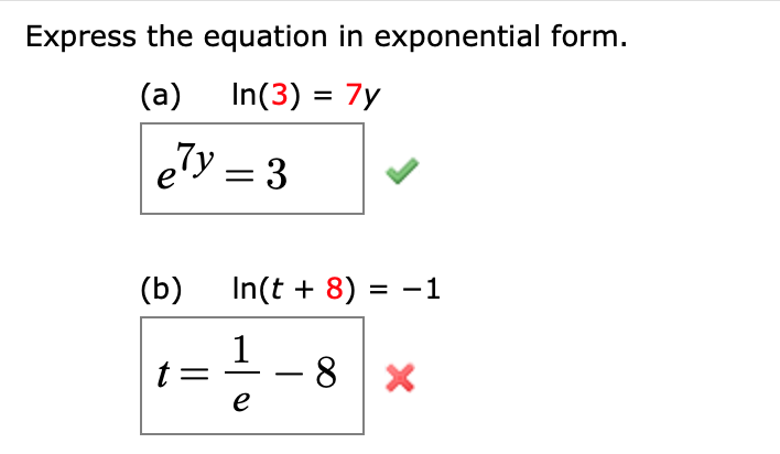 Solved Express The Equation In Exponential Form A In3