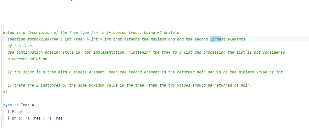 Solved Below is a description of the Tree type for | Chegg.com