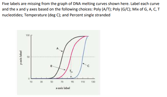 Solved Five labels are missing from the graph of DNA melting | Chegg.com