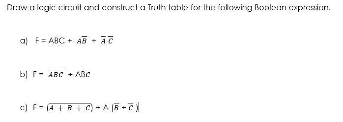 Solved Draw A Logic Circuit And Construct A Truth Table For | Chegg.com