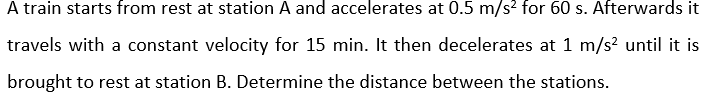 Solved A train starts from rest at station A and accelerates | Chegg.com