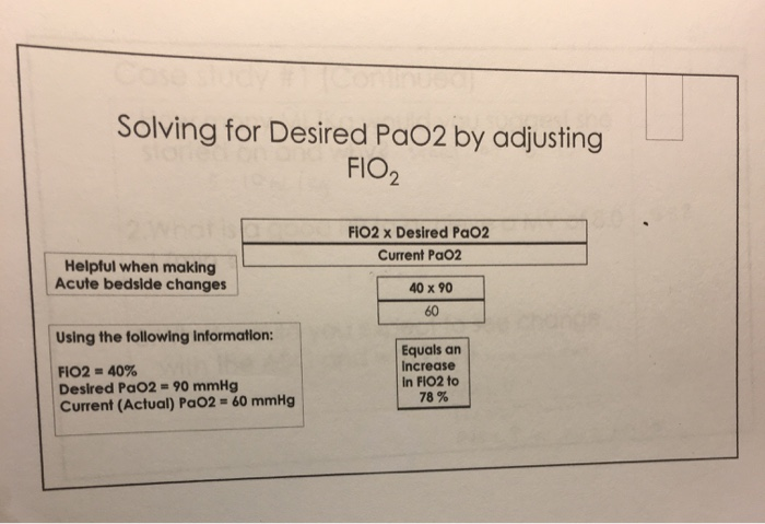 Solved Solving For Desired Pao2 By Adjusting Fio2 Fio2 X Chegg Com
