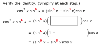 Solved Verify the identity algebraically. Use the table | Chegg.com