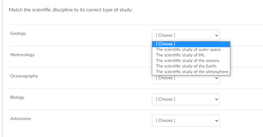 Solved Match the scientific discipline to its correct type | Chegg.com