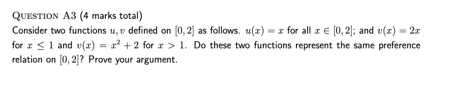 Solved QUESTION A3 (4 marks total) Consider two functions u, | Chegg.com