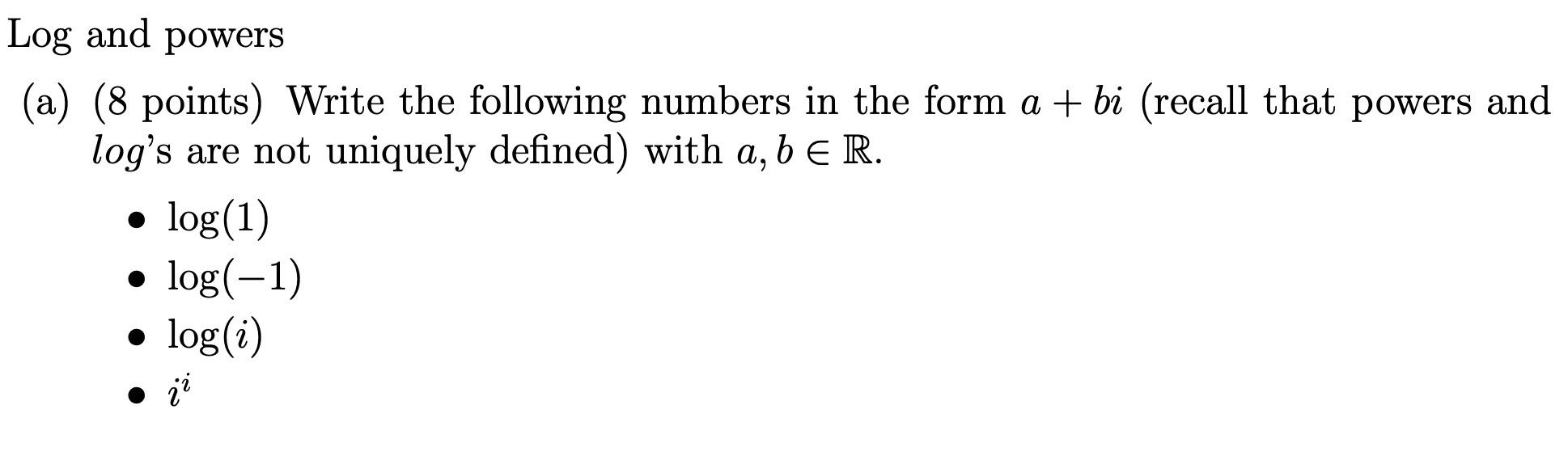 Solved Log and powers (a) (8 points) Write the following | Chegg.com