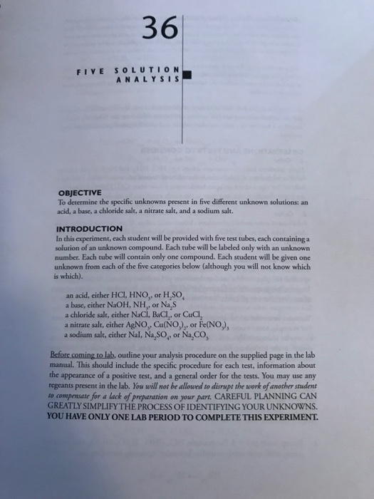 361 FIVE SOLUTION ANALYSIS OBJECTIVE To determine the | Chegg.com