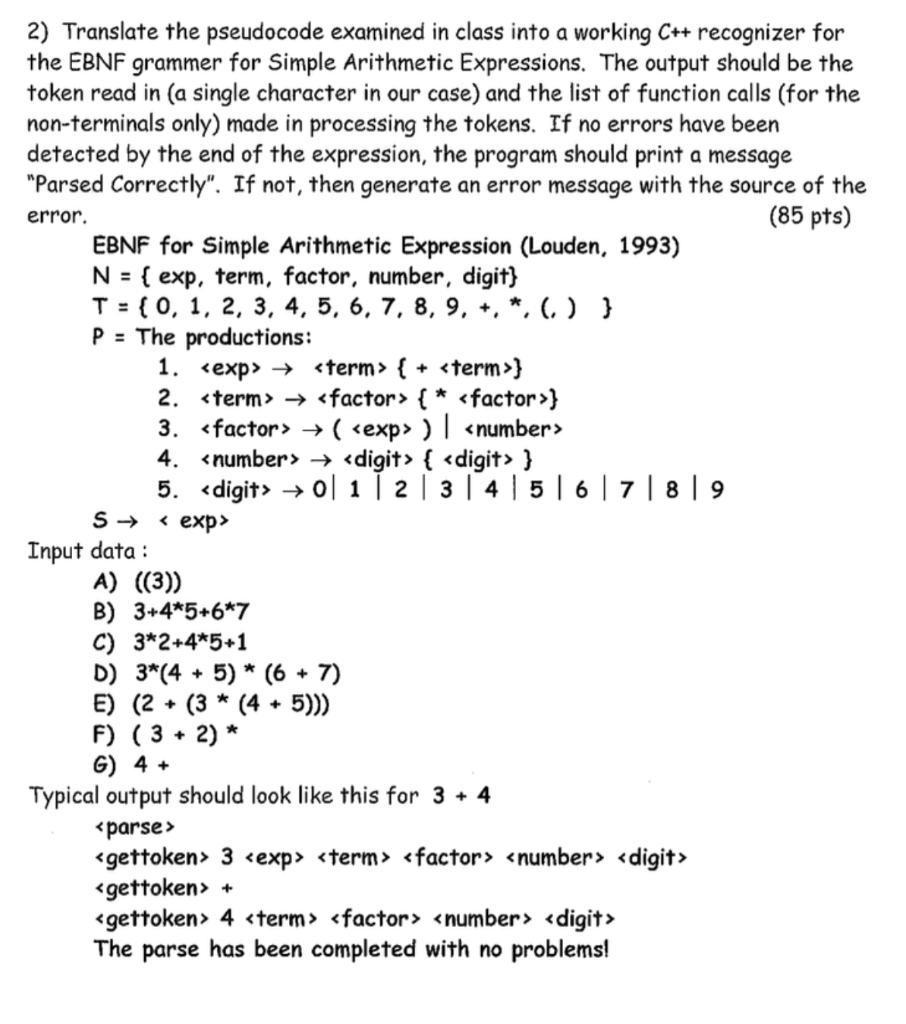 2) Translate the pseudocode examined in class into a | Chegg.com