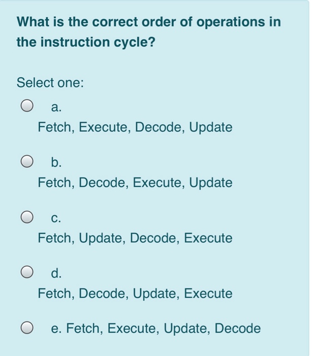 Solved what is the correct order of operations in the chegg