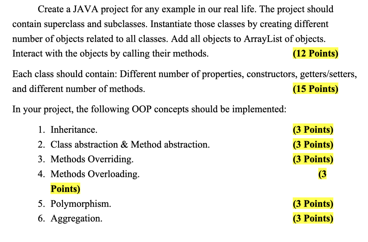 Solved a Create a JAVA project for any example in our real | Chegg.com