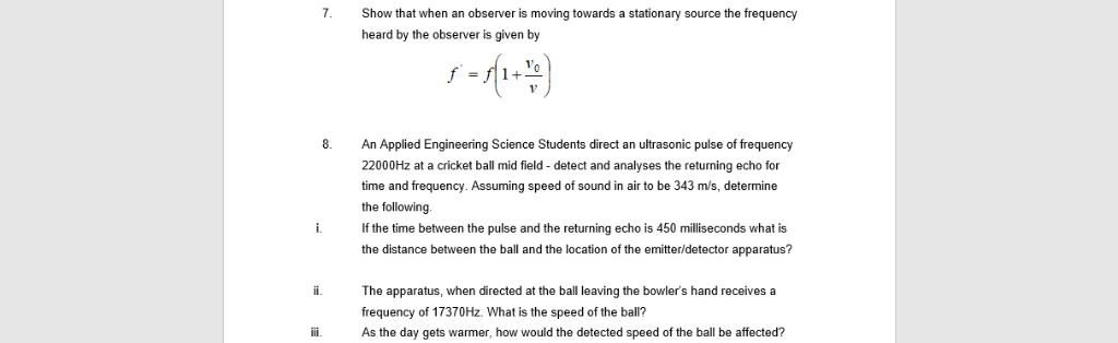 Solved 7 Show that when an observer is moving towards a | Chegg.com