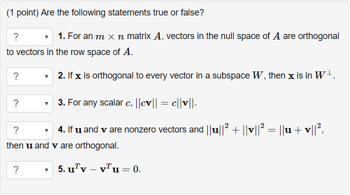 null vector of matrix normal vector