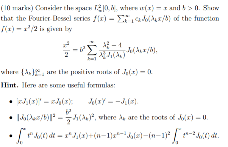 10 Marks Consider The Space L2 0 B Where W X Chegg Com