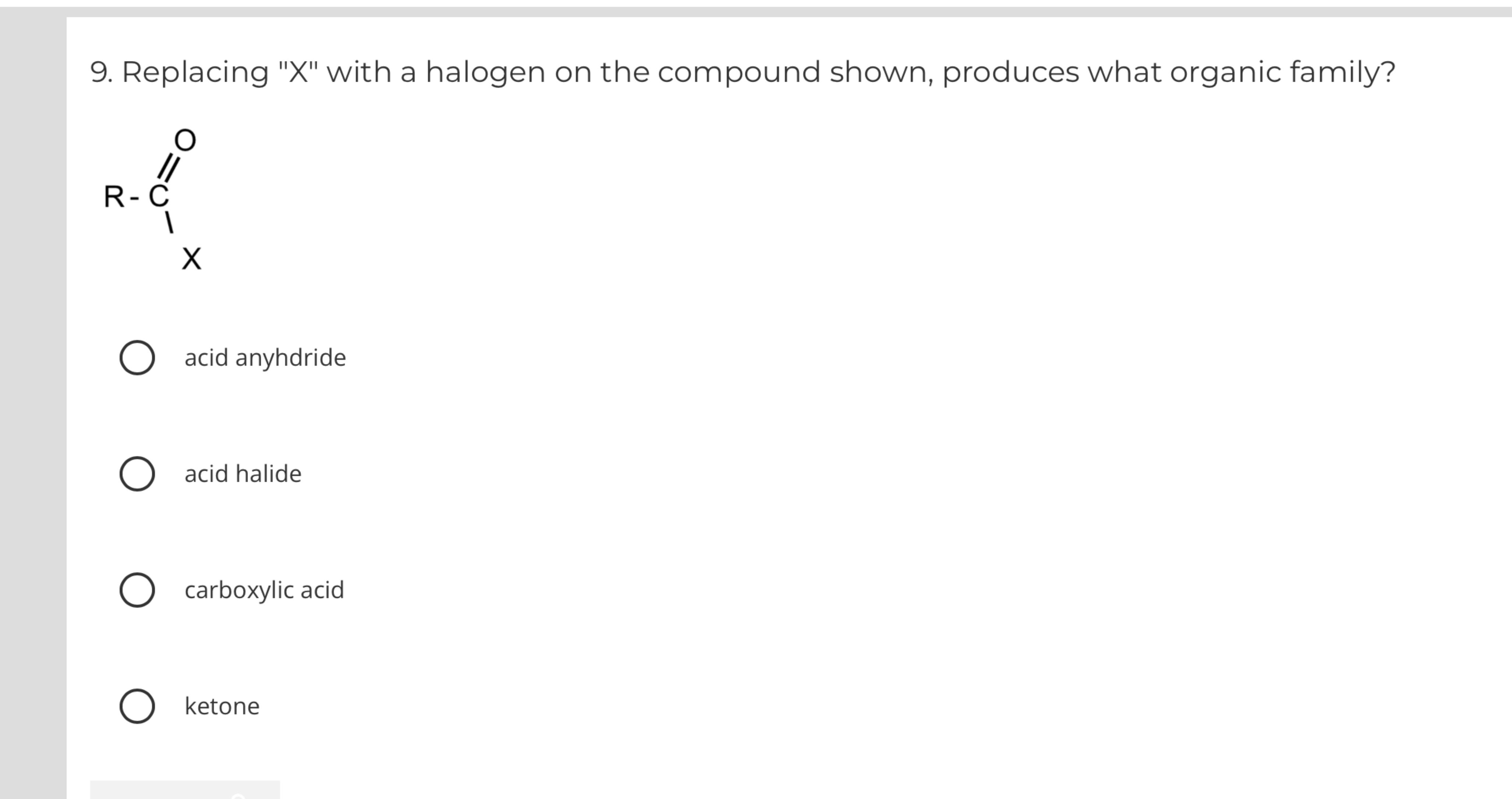 Solved Replacing "X" ﻿with a halogen on the compound shown, | Chegg.com