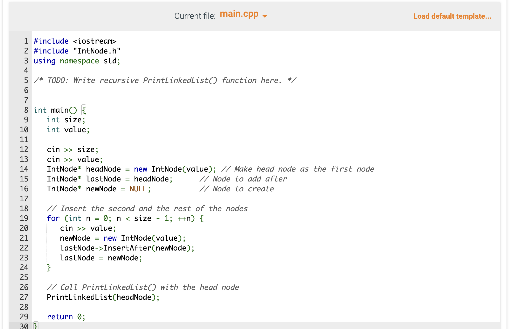 Solved Write a recursive function called PrintLinkedList() | Chegg.com