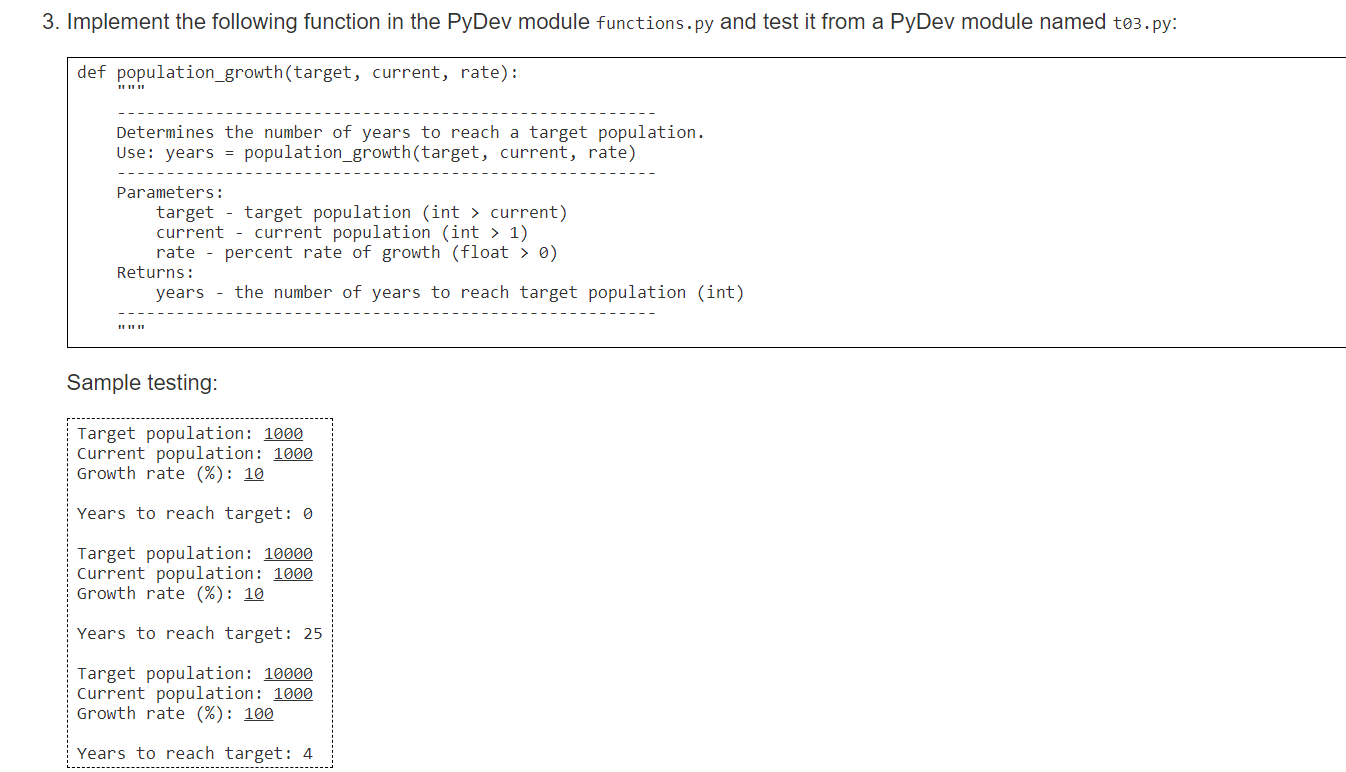 Solved 3. Implement the following function in the PyDev