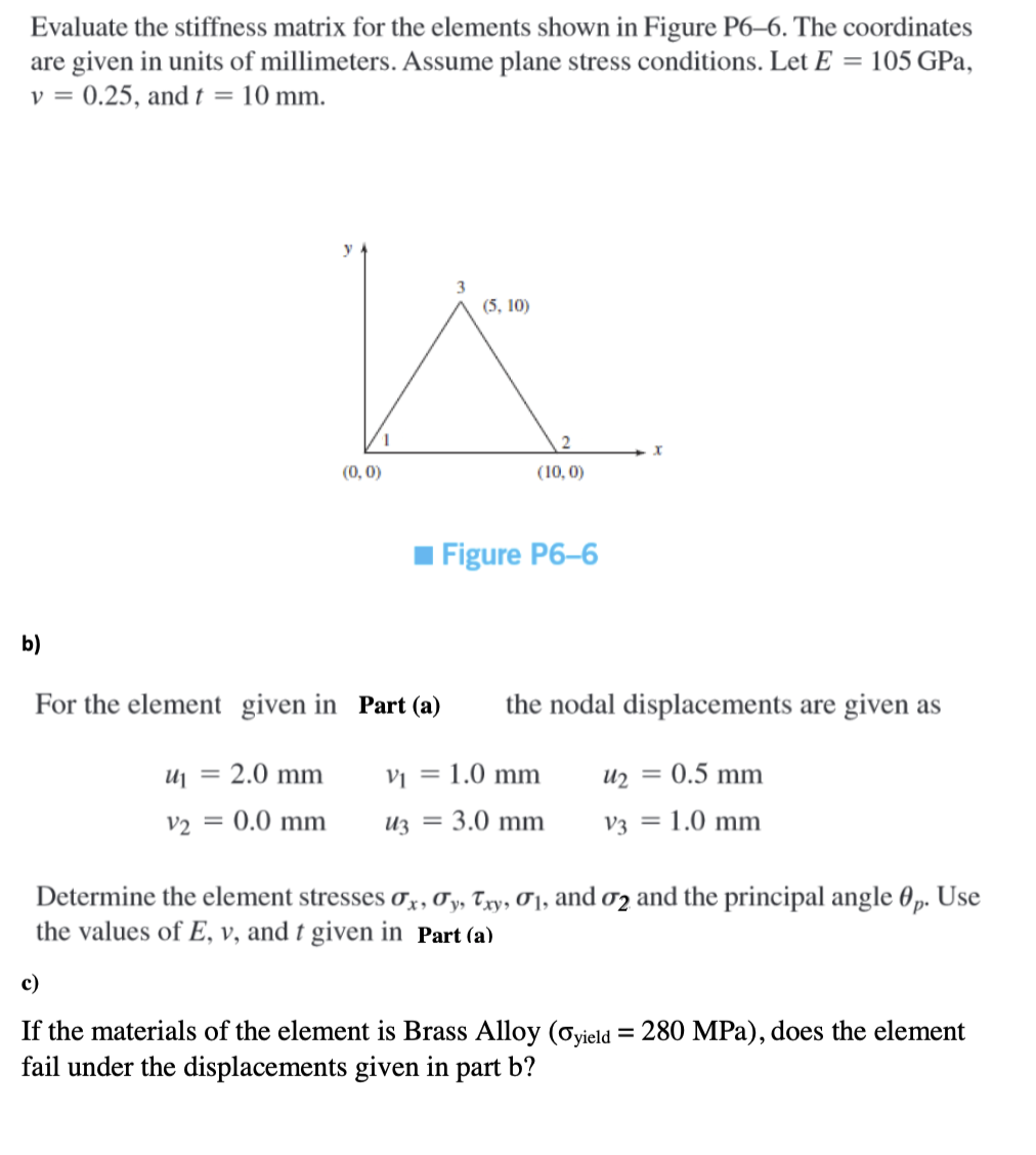 Solved Evaluate The Stiffness Matrix For The Elements Shown | Chegg.com