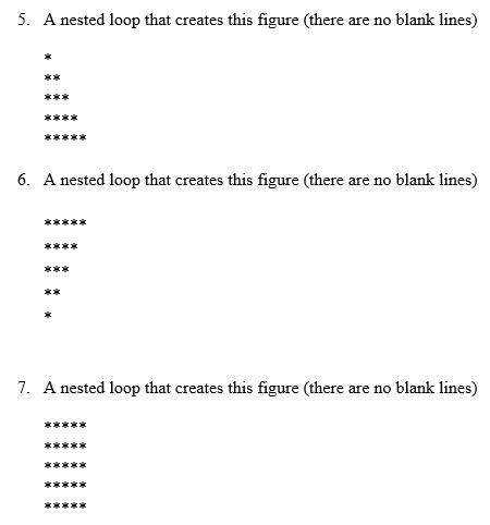 Solved *code in java Part B: Output (for) loops Use nested | Chegg.com