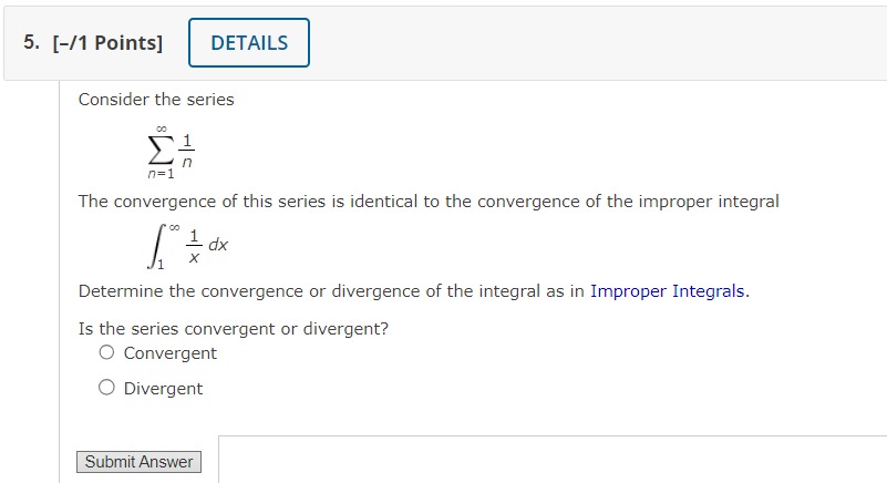 convergence of 1 n factorial