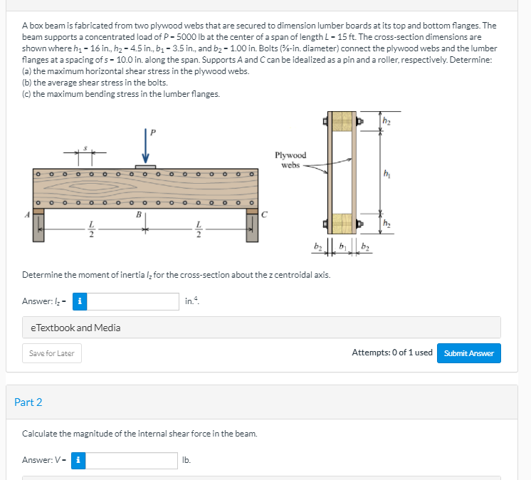 Solved A box beam is fabricated from two plywood webs that