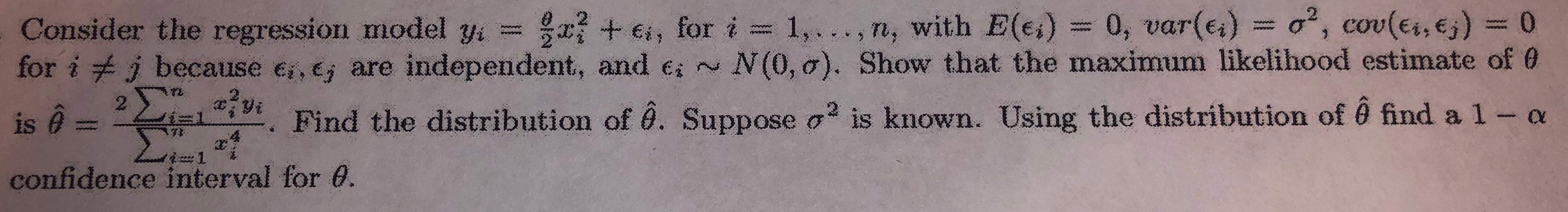 Solved Consider The Regression Model Yi X3 6 For I Chegg Com