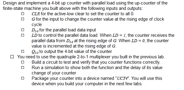 Design and implement a 4-bit up counter with parallel | Chegg.com
