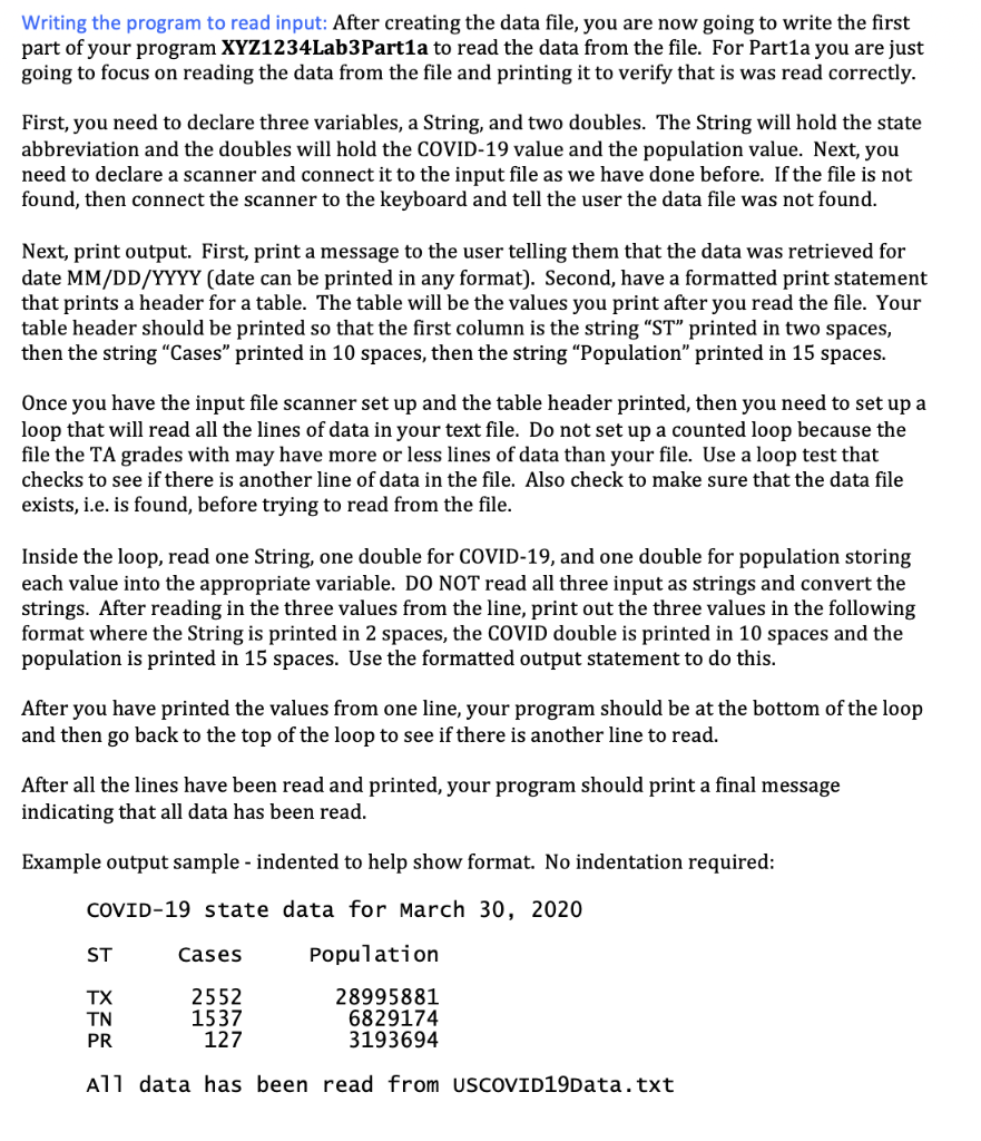 Writing the program to read input: After creating the | Chegg.com