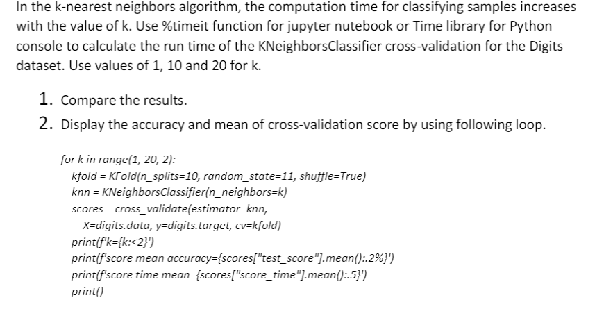 Solved This python code implements the K-nearest neighbor