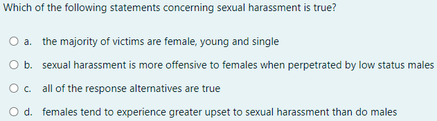 Solved Which Of The Following Statements Concerning Sexual | Chegg.com