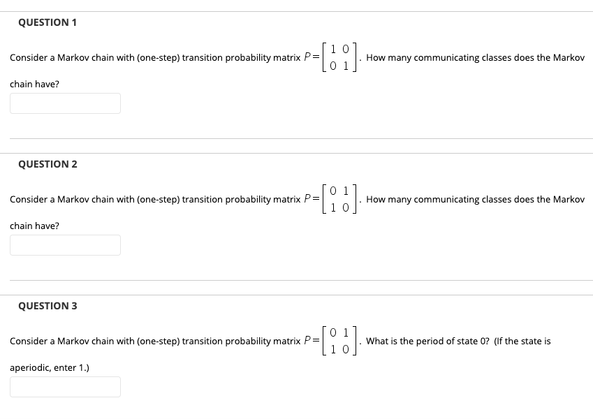 Solved QUESTION 1 Consider a Markov chain with (one-step) | Chegg.com