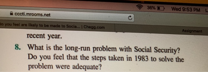Long Running Problem Solved what is the long-run problem with social security? do | Chegg.com