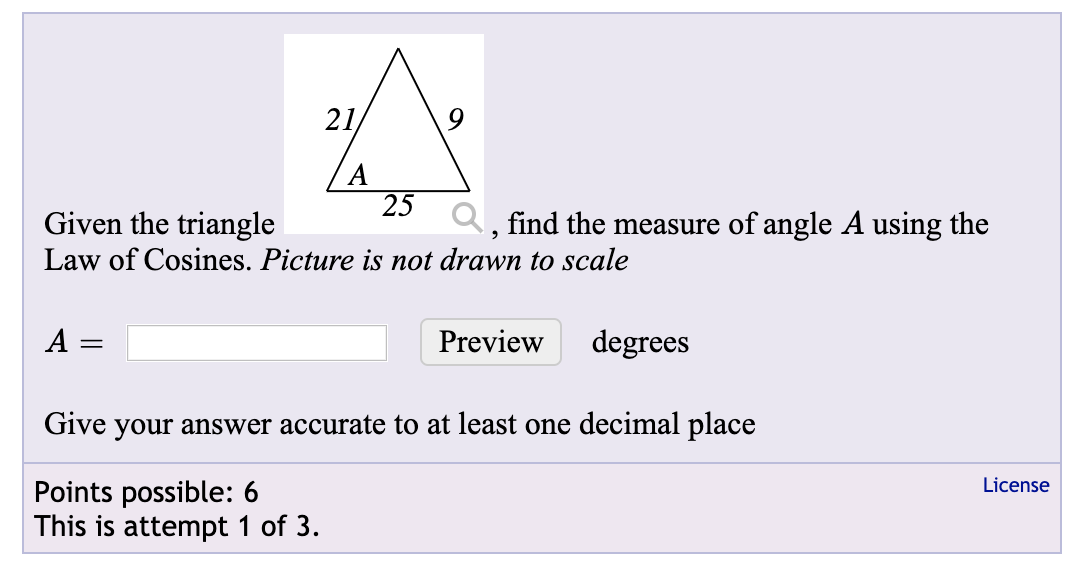 Solved Given the triangle 2 Q , find the measure of angle A | Chegg.com