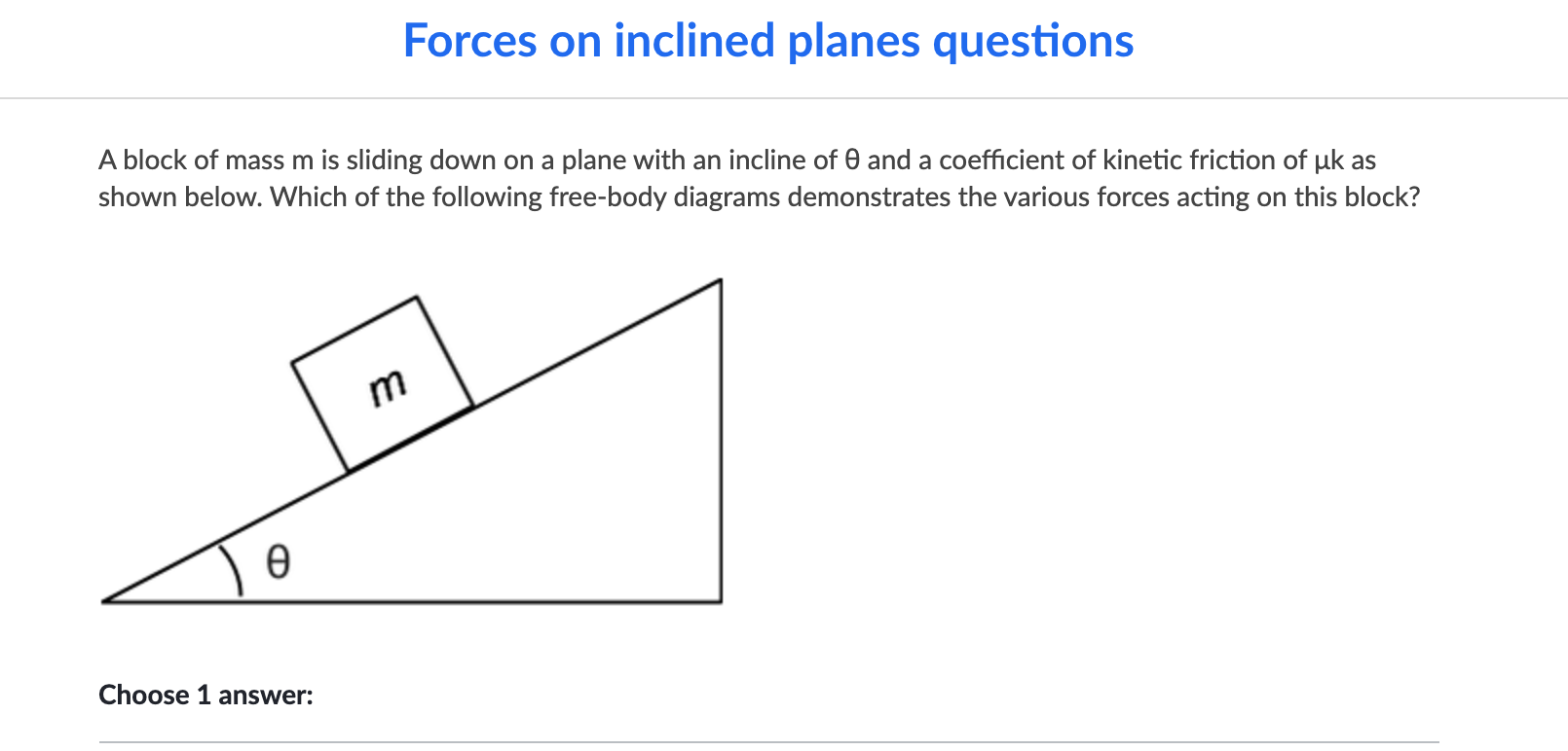 Solved Forces on inclined planes questions A block of mass m | Chegg.com