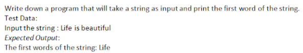 Solved Write down a program that will take a string as input | Chegg.com