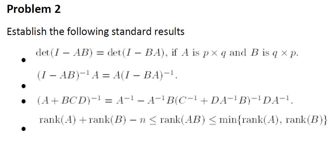 Solved Problem 2 Establish The Following Standard Results Chegg Com