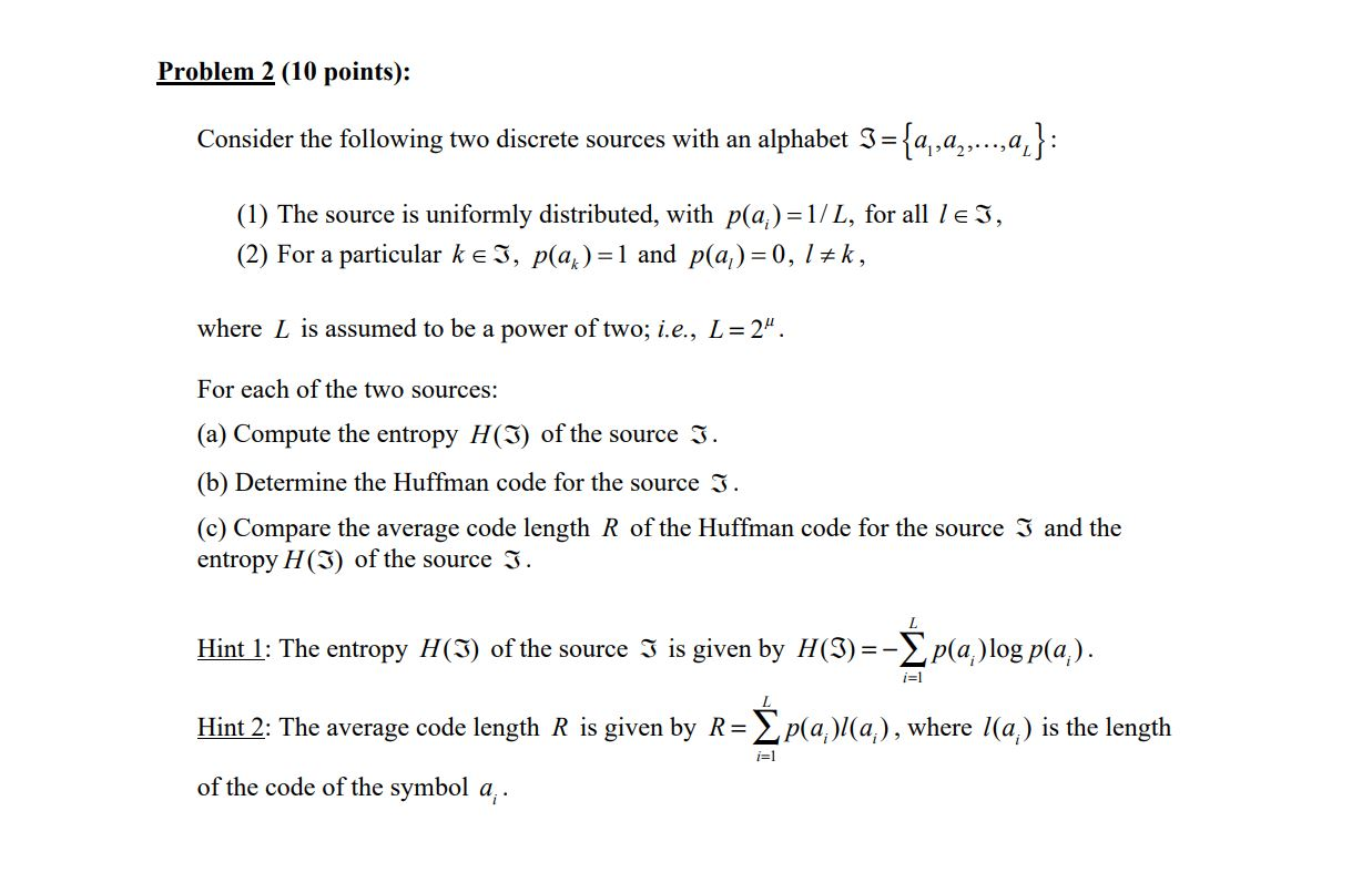 Problem 2 (10 points): Consider the following two | Chegg.com