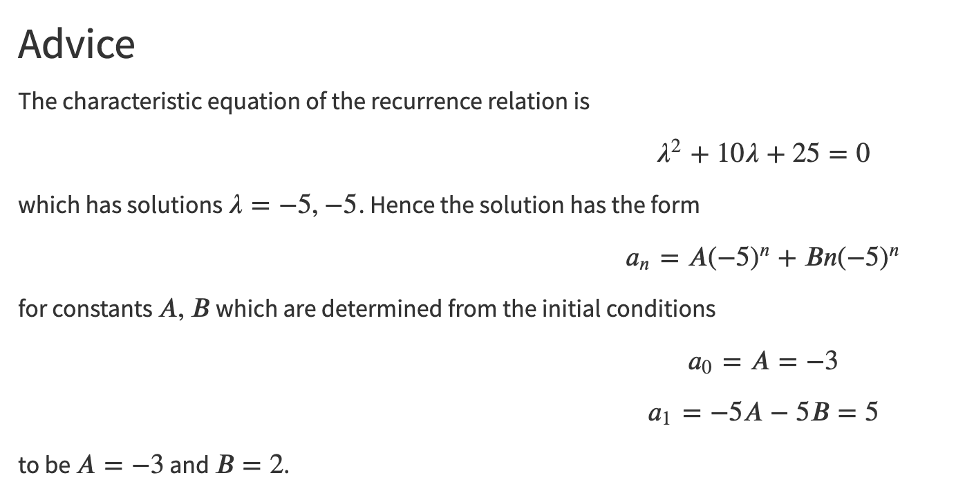 Solved Find the solution of the recurrence relation an + | Chegg.com