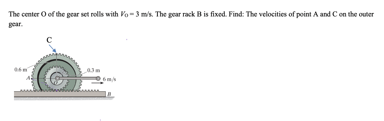 Solved The center o of the gear set rolls with Vo = 3 m/s. | Chegg.com